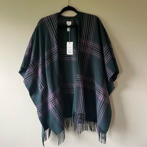 NWT A New Day Plaid Fringe Poncho